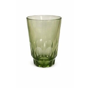 Vintage Green Glass Tumbler 19 oz Tall Drinking Glass Textured Base Retro Bar
